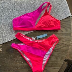 Vibrant Pink and Red Bikini Set